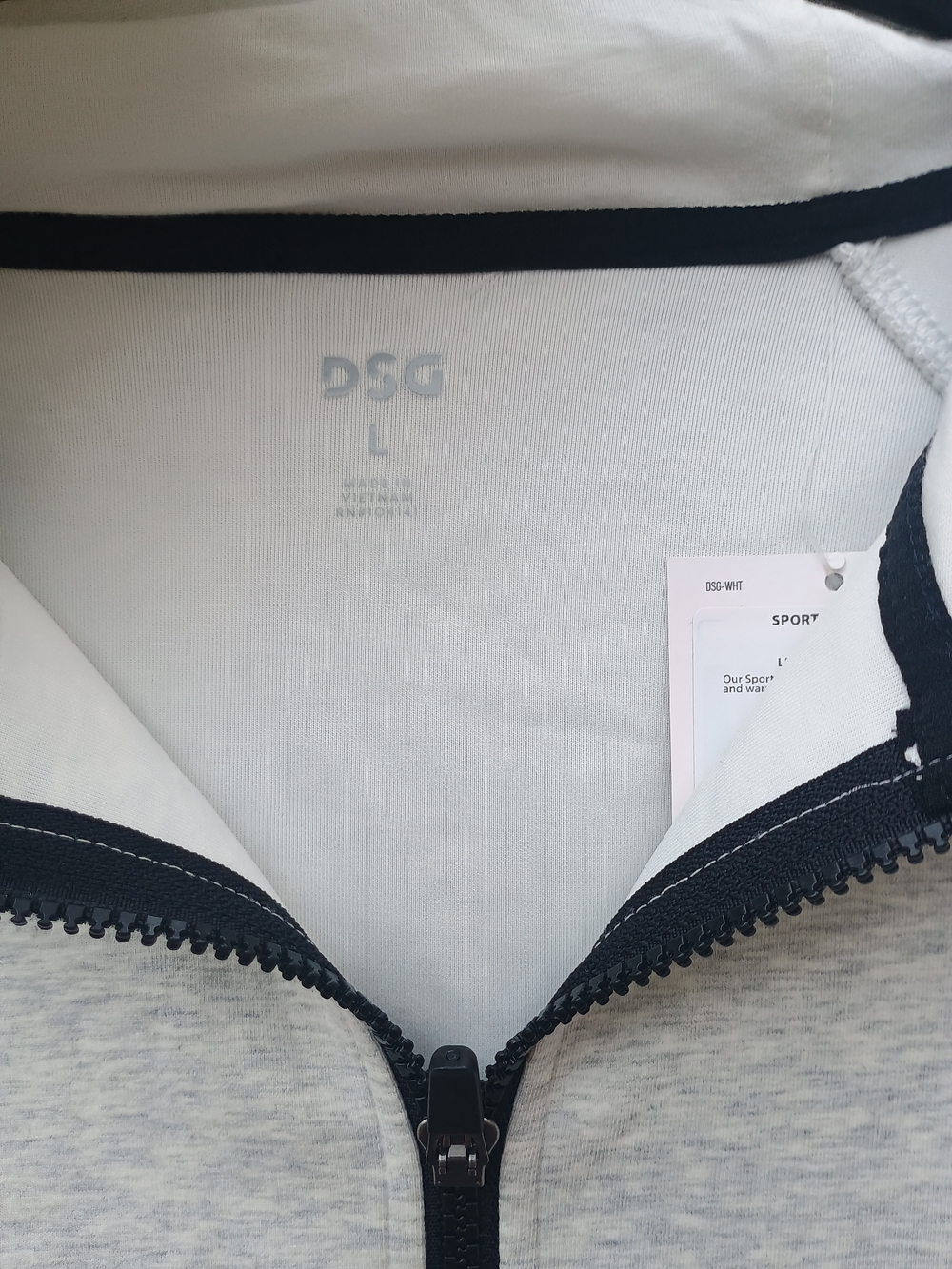 New DSG Light Gray Full-Zip Hoodie with Black Trim - Picture 2 of 4